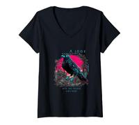 Women's A Look into the Future Futuristic Raven SciFi Design V-Neck T-Shirt