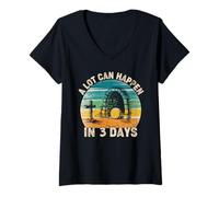 Women's A Lot Can Happen in 3 Days Jesus Retro Christian Easter Day V-Neck T-Shirt