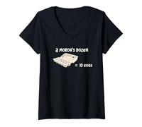 Womens A Moron's Dozen is Only 10 Eggs V-Neck T-Shirt