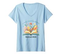 Women's A New Chapter Begins Retired 2026 Open Book Floral V-Neck T-Shirt