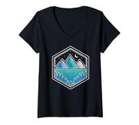 Women's A Nostalgic Nature Camping Journey Under the Glowing Sun V-Neck T-Shirt