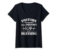 Womens A Pastor's Wife Is A Blessing Appreciation Gift V-Neck T-Shirt
