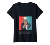 Women's A Patriot Must Be Always Ready to Defend His Country USA V-Neck T-Shirt