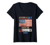 Women's A Pledge A Day Keeps The Commies Away American Flag Shirt V-Neck T-Shirt