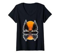 Womens A Powerful Lion at Sundown Mane Africa Roar Savanna V-Neck T-Shirt