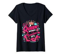 Womens A Queen was Born in November 1973 November Birthday Girl V-Neck T-Shirt