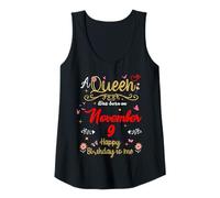 Womens A Queen was Born on November 9 November 9th Birthday Tank Top