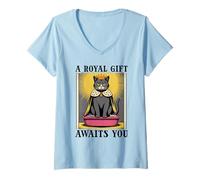 Womens A Royal Gift Awaits You Litter Box Black Cat Lover Funny Cat V-Neck T-Shirt