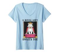 Womens A Royal Gift Awaits You Litter Box Cat Lover Funny Cat V-Neck T-Shirt