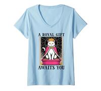 Womens A Royal Gift Awaits You Litter Box Cat Lover Funny Cat V-Neck T-Shirt