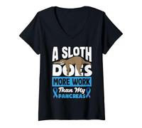 Women's A Sloth Does More Work Than My Pancreas Diabetes Diabetic V-Neck T-Shirt
