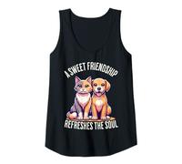 Womens A Sweet Friendship Refreshes The Soul Cat Dog Friend Cute Tank Top