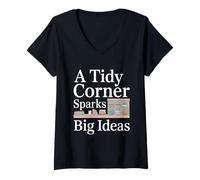 Womens A Tidy Corner Sparks Big Ideas Home Organizer V-Neck T-Shirt