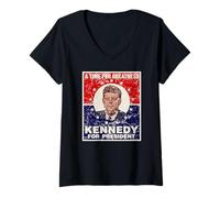 Womens A Time for Greatness John F. Kennedy for President Aged JFK V-Neck T-Shirt
