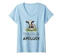 Women's A Tree Makes Oxygen for You Owe It Apology Funny Cow Farm V-Neck T-Shirt