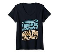 Womens A Walk On The Beach is Good for The Soul Summer Vacation V-Neck T-Shirt