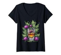 Womens A Wee Dram For The Bard Of Scotland With Thistle V-Neck T-Shirt