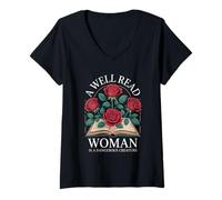 Womens A Well-Read Woman Is A Dangerous Creature: Feminist design V-Neck T-Shirt