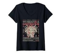Womens A Well Read Woman is A Dangerous Creature V-Neck T-Shirt