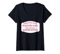 Women's A Woman Cannot Survive On Quilting Alone Funny Quilter Group V-Neck T-Shirt