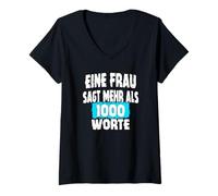 Women's A Woman Says More Than 1000 Words, Fun Slogan Saying V-Neck T-Shirt