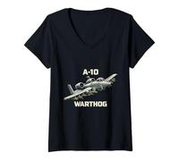 Women's A10 Warthog Close Air Support Jet Military Aircraft V-Neck T-Shirt
