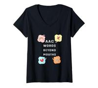 Womens AAC Words Beyond Mouths Cute AAC Communication V-Neck T-Shirt