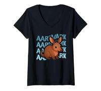 Womens Aardvark Cartoon, Cute Ant Eater V-Neck T-Shirt
