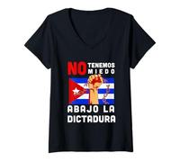 Womens Abajo la Dictadura i Cuba, Cubano Anti-Comunista Protesto V-Neck T-Shirt