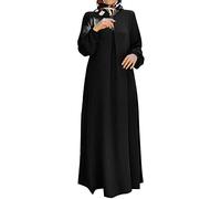Womens Abaya Long Sleeve Muslim Dress Prayer Clothes Casual Plus Size Islamic Kaftan with Pocket Long Sleeves Prayer Clothes Abaya Robe Islamic Modest Dress Middle East