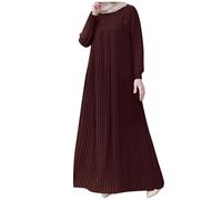 Women's Abaya Long Sleeve Muslim Dress with Hijab Satin Casual Party Praying Clothes, Plus Size, Black, Maxi (W2-Red, M)