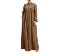 Womens' Abaya Muslimah Maxi Dress Islamic Prayer Dress with Zip I Casual/Mosque/Madrassa/Ramadan/Eid Kaftan Gifts for Women Muslim Dresses Pakistani Eid Dresses Modest Muslim Coffee
