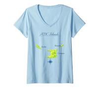 Women's ABC Islands Map Aruba Bonaire Curacao V-Neck T-Shirt