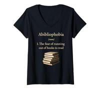 Women's Abibliophobia Definition Book Lover V-Neck T-Shirt