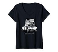 Women's Abibliophobia Funny Reader Definition Book Lover Humor Gift V-Neck T-Shirt