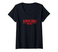 Women's Abolish ICE Bold Protest Typography Statement Design V-Neck T-Shirt
