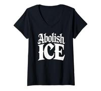 Women's Abolish ICE Classic Blackletter Protest Typography V-Neck T-Shirt
