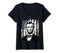 Womens Abraham Abe Lincoln July 4th Holiday USA President Patriot V-Neck T-Shirt