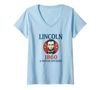 Womens Abraham Lincoln 1860 Campaign A House Divided History Buff V-Neck T-Shirt