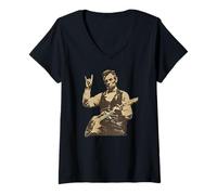 Women's Abraham Lincoln Abe Lincoln Playing Guitar Rock Gesture V-Neck T-Shirt