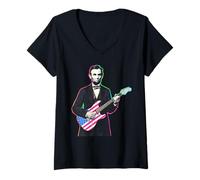 Women's Abraham Lincoln Abe Lincoln Playing Guitar V-Neck T-Shirt