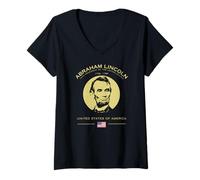 Womens Abraham Lincoln President United States 4th July American V-Neck T-Shirt