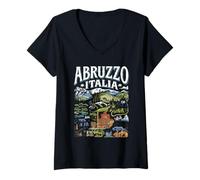 Womens Abruzzo Italia Vintage Flag Design V-Neck T-Shirt
