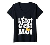 Women's Absolute Power L'Etat C'est Moi French Quote V-Neck T-Shirt