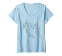 Womens Abstract Art Football Player Running V-Neck T-Shirt