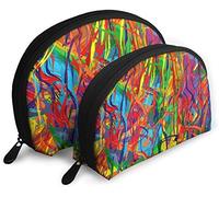 Womens Abstract Art Paint Travel Cosmetic Bags Waterproof 2PC Makeup Clutch Pouch Cosmetic and Toiletries Organizer Bag Portable Travel Toiletry Pouch Girls