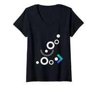Womens Abstract Circles Geometric Minimal Modern V-Neck T-Shirt