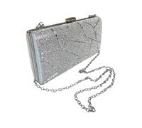 Women's Abstract Diamante Clutch Bag Rhinestones Sparkle with Chain Wedding Bridal Clutch Purse Evening Bag Ladies Prom Party Silver