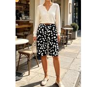 Women's Abstract Geometric Print Capri Shorts, Elastic Waist Drawstring Loose Summer Casual Seven-Point Pants