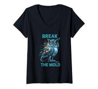Womens Abstract Owl Unique Artistic Expression Creative Minds V-Neck T-Shirt
